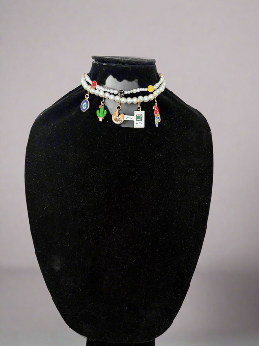 Whimsical Pearl Charm Choker