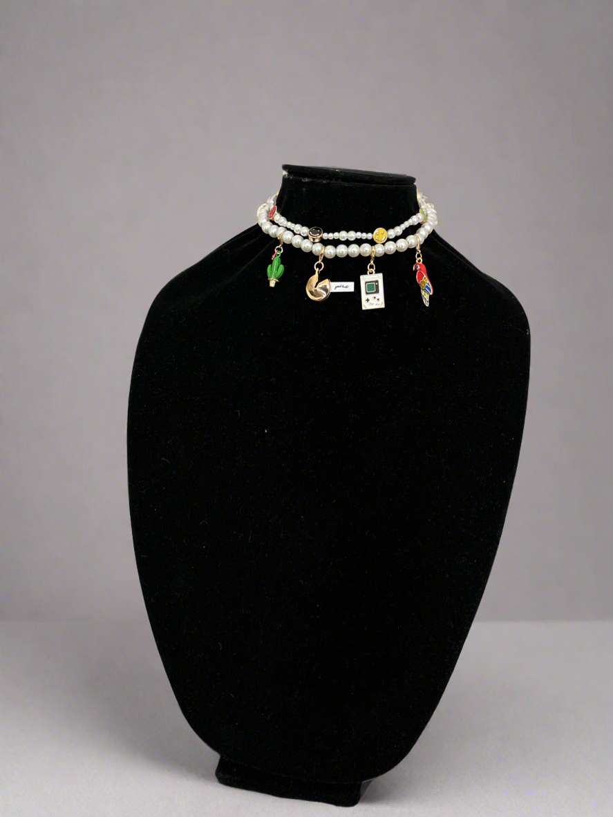 Whimsical Pearl Charm Choker