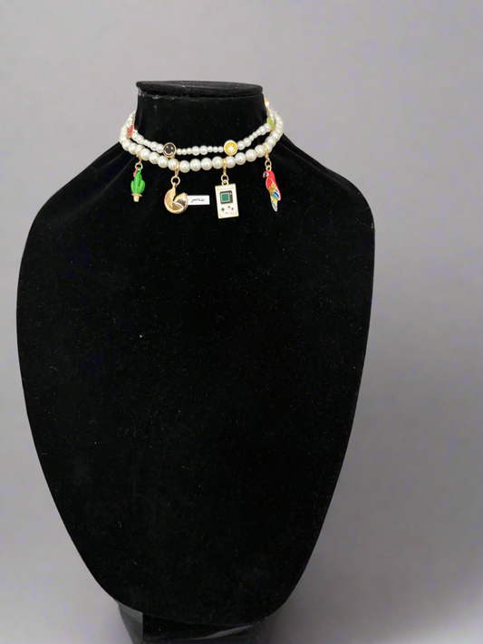 Whimsical Pearl Charm Choker
